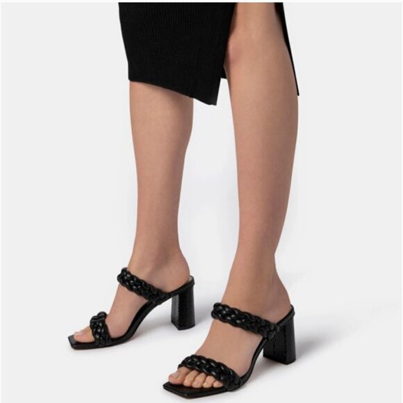 Dolce Vita Paily Heels Stella Black Block Heel Square Toe Mule Sandals Size 7 - Picture 1 of 16